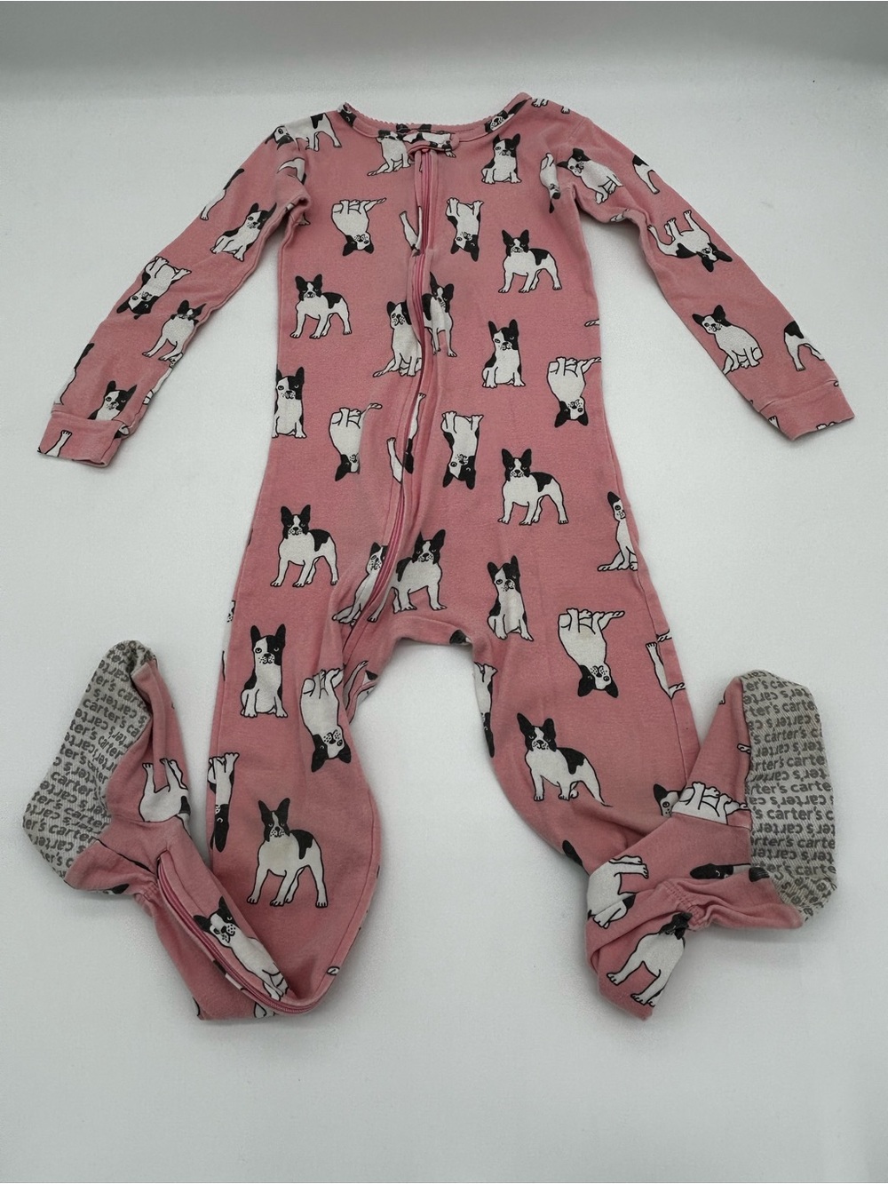 Carter's Pink French Bulldog Footed One-Piece Pajama Romper Size 5T